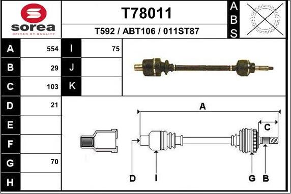 EAI T78011 - Albero motore / Semiasse autozon.pro