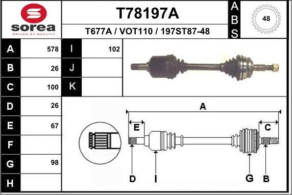 EAI T78197A - Albero motore / Semiasse autozon.pro