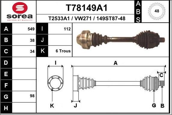 EAI T78149A1 - Albero motore / Semiasse autozon.pro