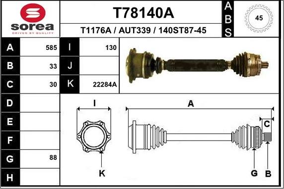 EAI T78140A - Albero motore / Semiasse autozon.pro