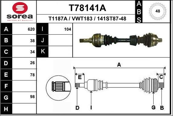 EAI T78141A - Albero motore / Semiasse autozon.pro