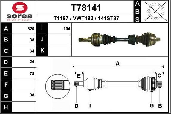 EAI T78141 - Albero motore / Semiasse autozon.pro