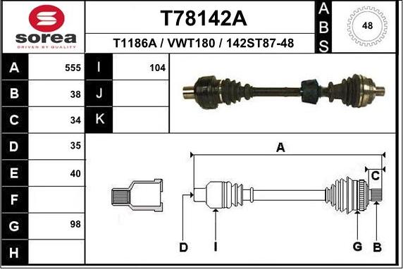 EAI T78142A - Albero motore / Semiasse autozon.pro