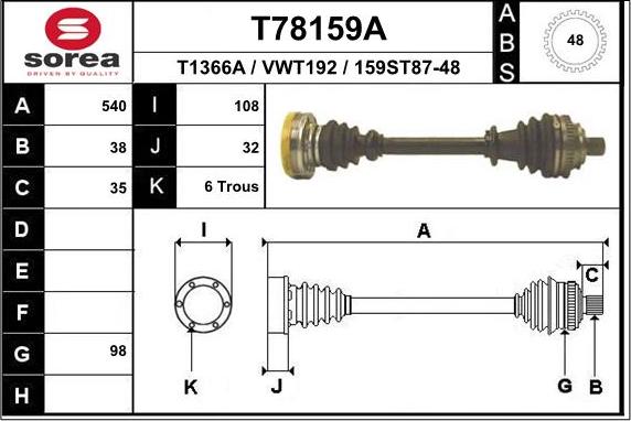 EAI T78159A - Albero motore / Semiasse autozon.pro