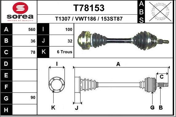 EAI T78153 - Albero motore / Semiasse autozon.pro