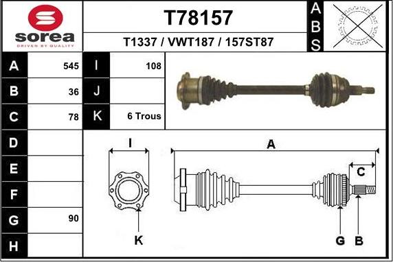 EAI T78157 - Albero motore / Semiasse autozon.pro