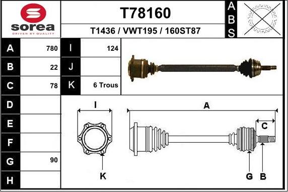 EAI T78160 - Albero motore / Semiasse autozon.pro