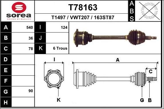 EAI T78163 - Albero motore / Semiasse autozon.pro