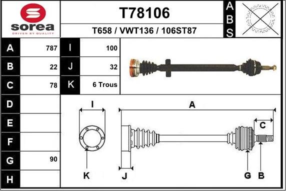 EAI T78106 - Albero motore / Semiasse autozon.pro