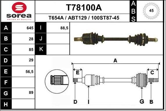 EAI T78100A - Albero motore / Semiasse autozon.pro