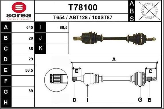 EAI T78100 - Albero motore / Semiasse autozon.pro