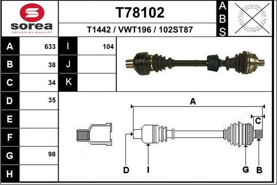 EAI T78102 - Albero motore / Semiasse autozon.pro