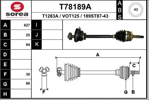 EAI T78189A - Albero motore / Semiasse autozon.pro