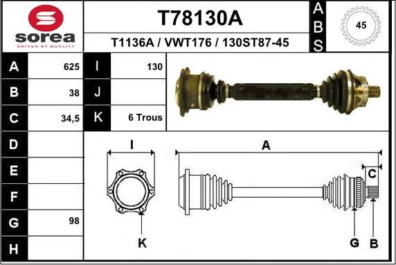 EAI T78130A - Albero motore / Semiasse autozon.pro