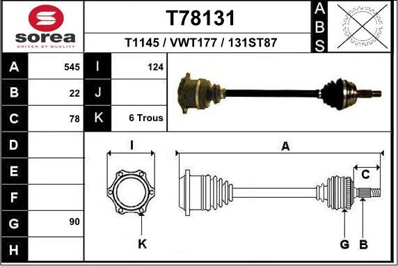 EAI T78131 - Albero motore / Semiasse autozon.pro