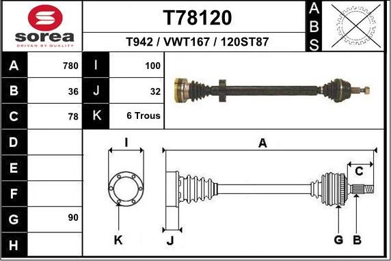 EAI T78120 - Albero motore / Semiasse autozon.pro