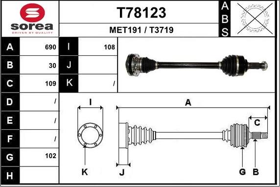 EAI T78123 - Albero motore / Semiasse autozon.pro