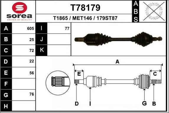 EAI T78179 - Albero motore / Semiasse autozon.pro