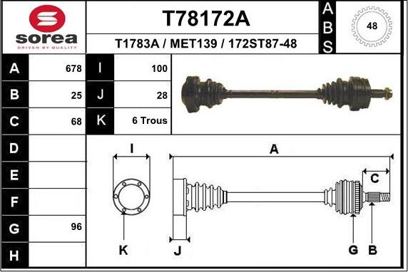 EAI T78172A - Albero motore / Semiasse autozon.pro