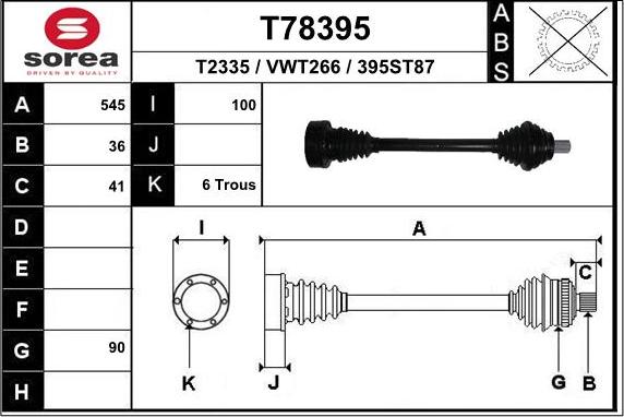 EAI T78395 - Albero motore / Semiasse autozon.pro