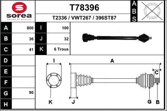 EAI T78396 - Albero motore / Semiasse autozon.pro