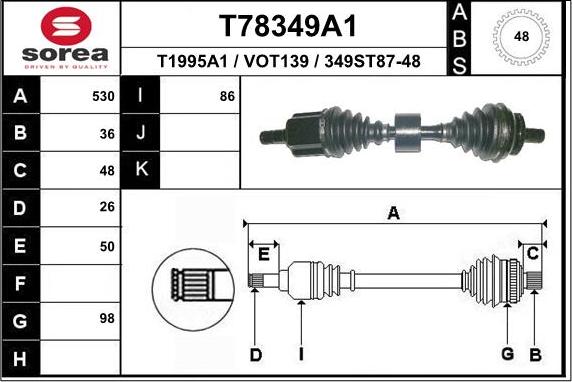 EAI T78349A1 - Albero motore / Semiasse autozon.pro