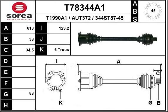 EAI T78344A1 - Albero motore / Semiasse autozon.pro