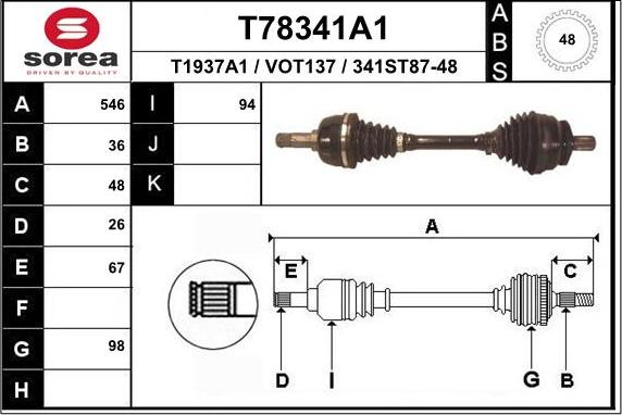 EAI T78341A1 - Albero motore / Semiasse autozon.pro