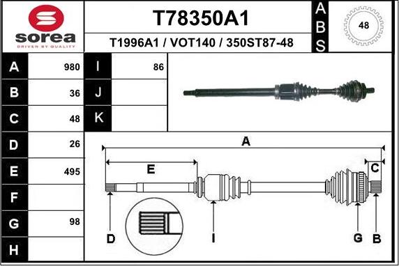 EAI T78350A1 - Albero motore / Semiasse autozon.pro