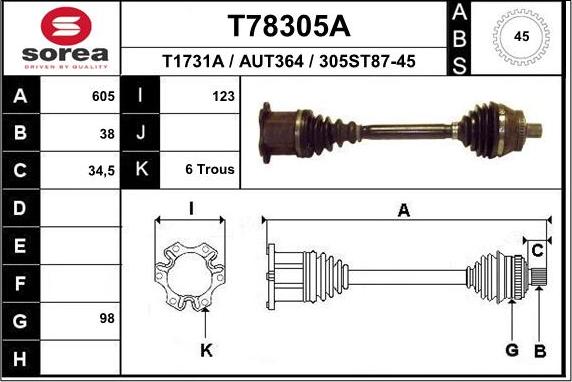 EAI T78305A - Albero motore / Semiasse autozon.pro