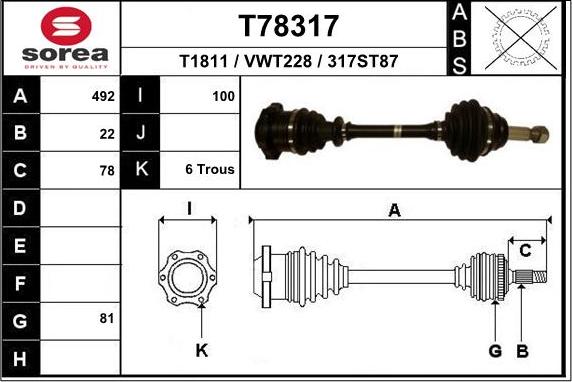 EAI T78317 - Albero motore / Semiasse autozon.pro