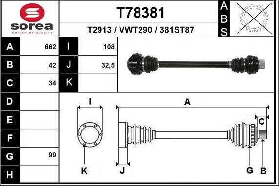 EAI T78381 - Albero motore / Semiasse autozon.pro