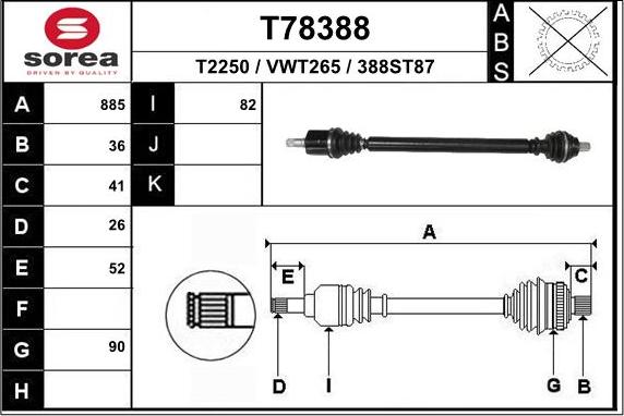 EAI T78388 - Albero motore / Semiasse autozon.pro