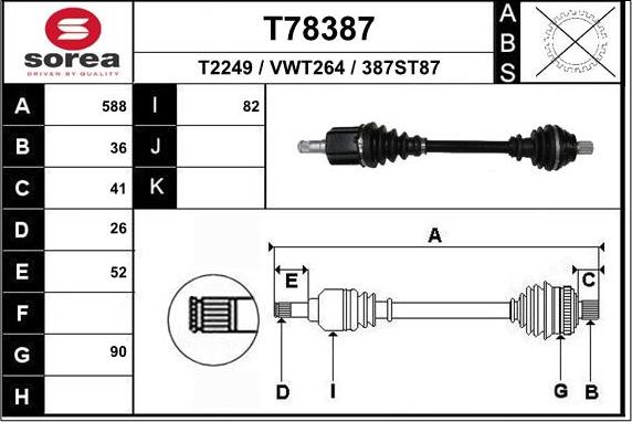 EAI T78387 - Albero motore / Semiasse autozon.pro