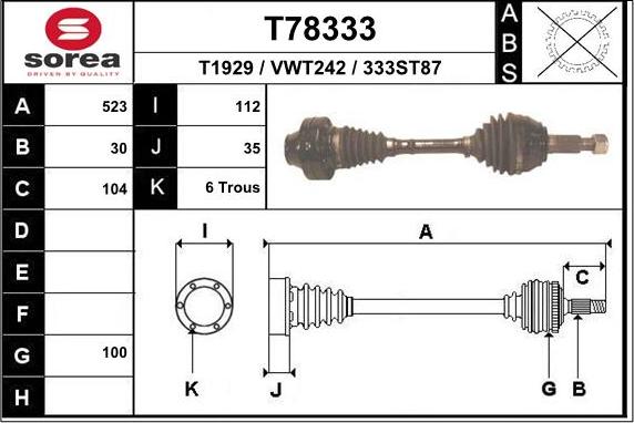 EAI T78333 - Albero motore / Semiasse autozon.pro