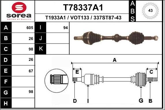 EAI T78337A1 - Albero motore / Semiasse autozon.pro