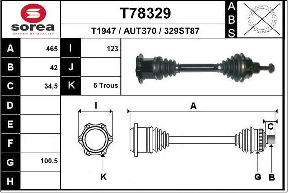 EAI T78329 - Albero motore / Semiasse autozon.pro