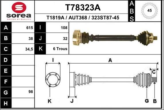 EAI T78323A - Albero motore / Semiasse autozon.pro