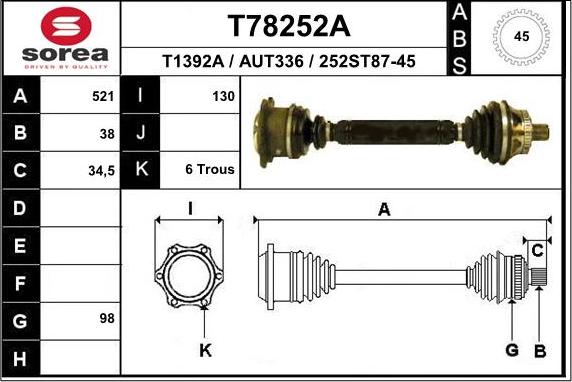 EAI T78252A - Albero motore / Semiasse autozon.pro