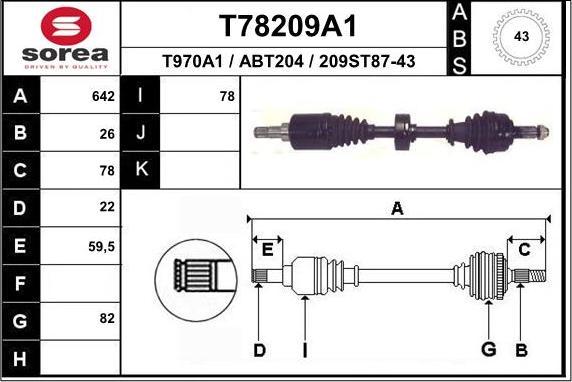 EAI T78209A1 - Albero motore / Semiasse autozon.pro