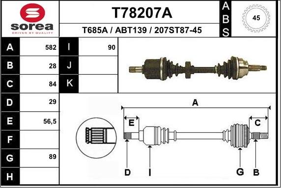 EAI T78207A - Albero motore / Semiasse autozon.pro