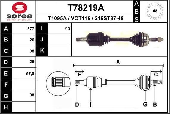 EAI T78219A - Albero motore / Semiasse autozon.pro