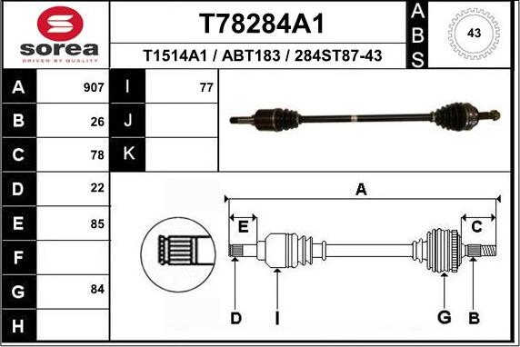 EAI T78284A1 - Albero motore / Semiasse autozon.pro