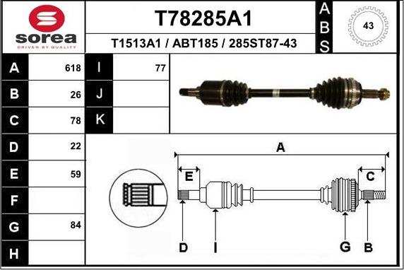 EAI T78285A1 - Albero motore / Semiasse autozon.pro