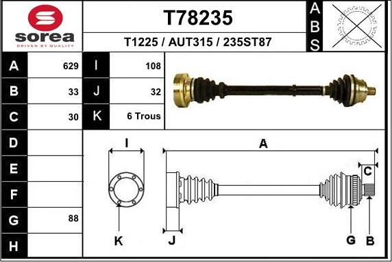 EAI T78235 - Albero motore / Semiasse autozon.pro