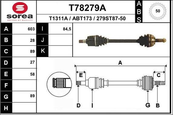 EAI T78279A - Albero motore / Semiasse autozon.pro