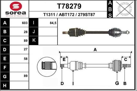 EAI T78279 - Albero motore / Semiasse autozon.pro