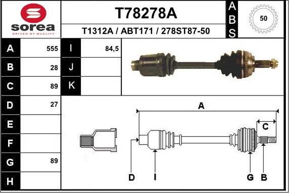 EAI T78278A - Albero motore / Semiasse autozon.pro