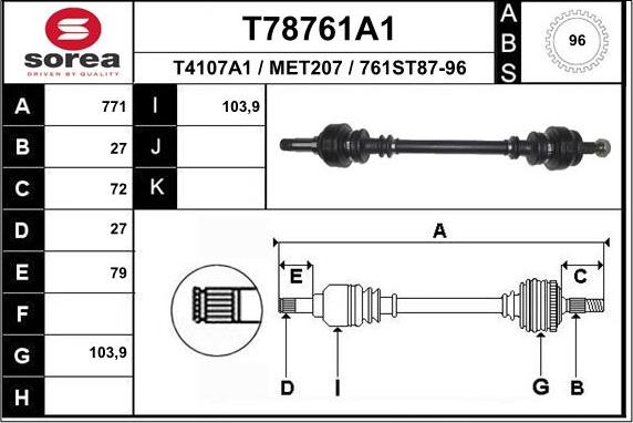 EAI T78761A1 - Albero motore / Semiasse autozon.pro