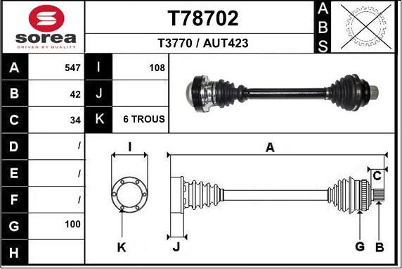 EAI T78702 - Albero motore / Semiasse autozon.pro